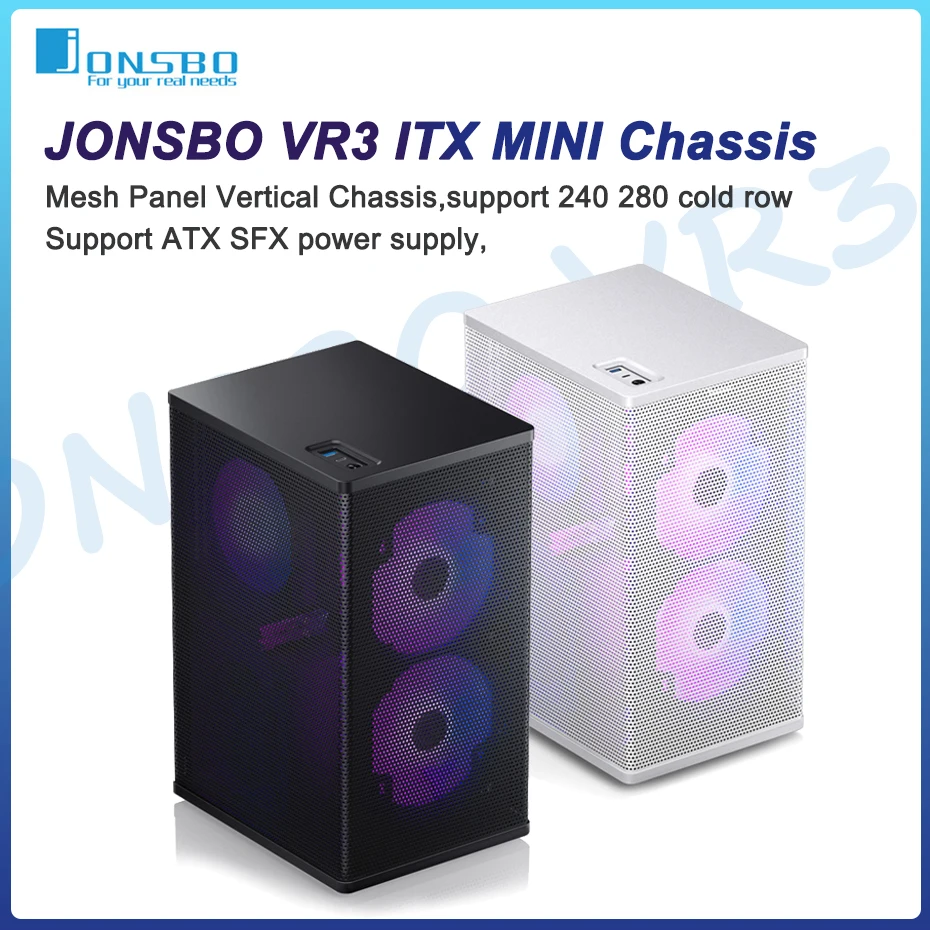 Jonsbo Vr3 Server Small Case 4 Hard Disk Itx Mini Chassis Pc Gamer Case Support 240/280 Cater Cooling Con Cavo Adattatore Pcie4.0