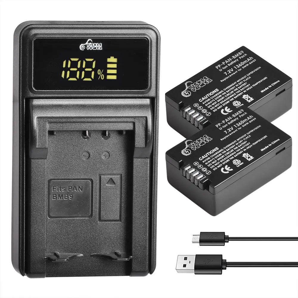 1360Mah Dmw-Bmb9E Dmw Bmb9 Batteria + Caricatore Led Per Panasonic Lumix Dmc Fz40K Fz45K Fz47K Fz48K Fz60 Fz70 Fz100 Fz150