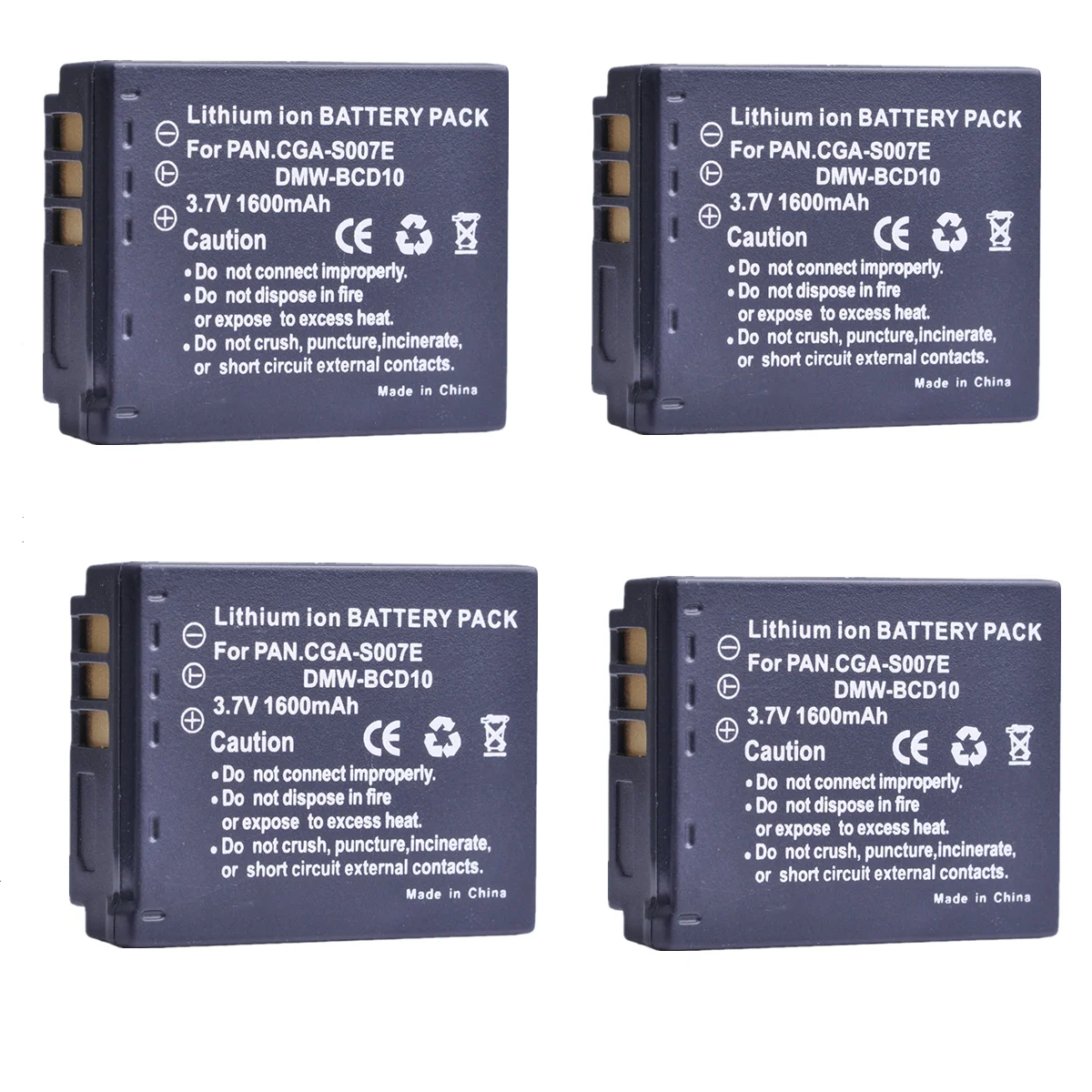 Batteria Agli Ioni Di Litio S007E Cgas007 1600Mah Per Panasonic Lumix Dmc Tz50 Tz15 Tz1 Tz2 Tz3 Tz4 Tz5 Dmc-Tz2Eb-S Batteria Cga-S007