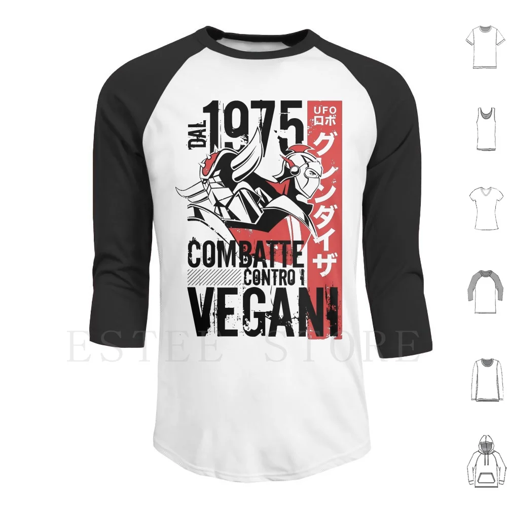 046B Goldrake Contro Vegani Felpa Con Cappuccio Manica Lunga Grendizer Atlas Ufo Robot Manga Anime Vintage Actaro Alcor Feed 1975 70S