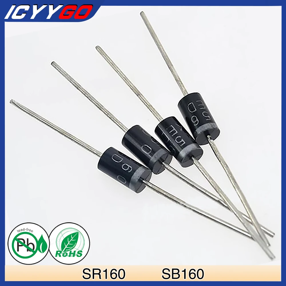 100 Pz Sb160 Sr160 Do-41 Diodi Raddrizzatori A Barriera 1A 60 V Do-204Al Assiale 1 Amp 60 Volt Sr Sb 160 Icyygo