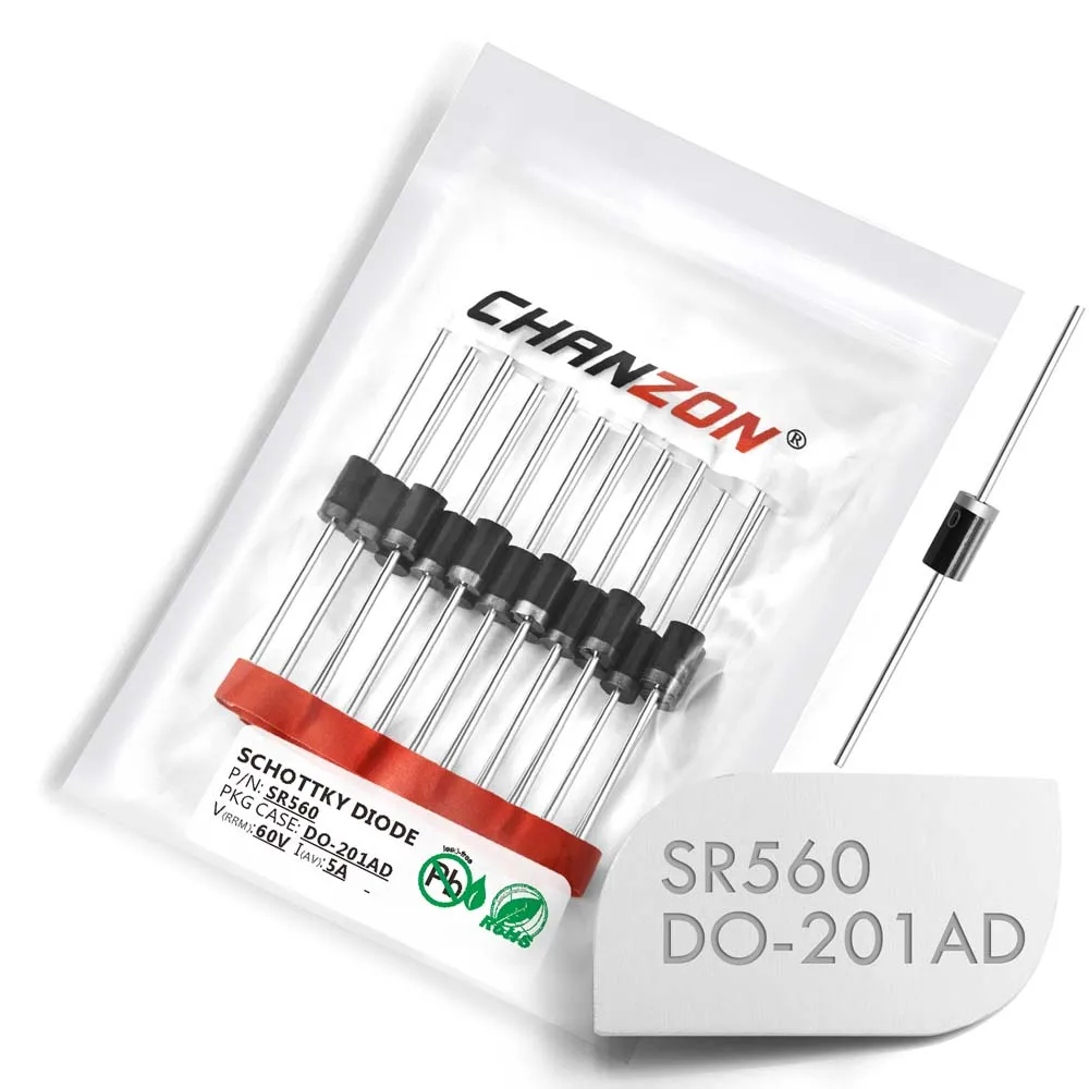 20 Pz Sr560 Sb560 Diodi Raddrizzatori A Barriera Schottky 5A 60 V Do-201Ad Do-27 Axial 5 Amp 60 Volt Sr 560