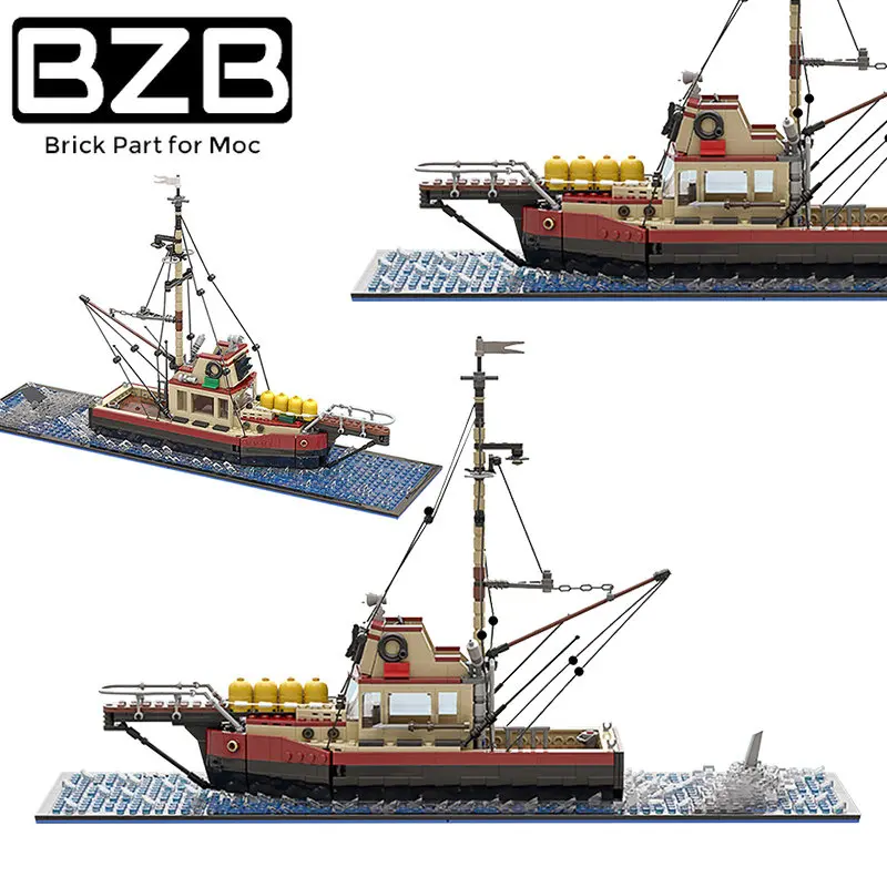 Bzb Moc The Orca Jaws Ship Series Building Blocks Modello Di Barca Da Pesca Assemblaggio Fai Da Te Mattoni Giocattoli Bambini Adulti Compleanno Miglio