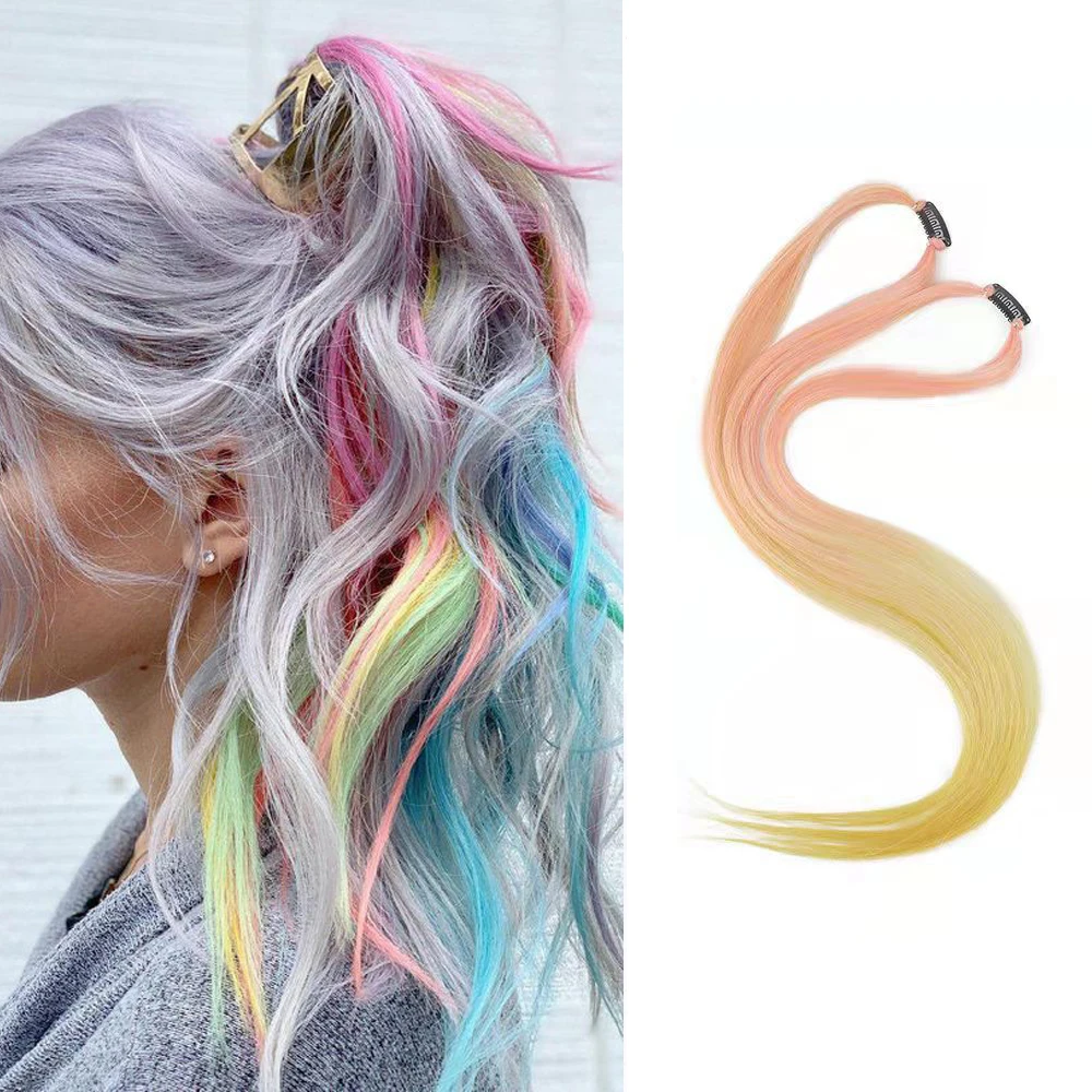 Beiyufei Clip On Hair Extension 2 Compresse Clip In Posticci Ad Alta Temperatura Faber Hair Pieces Ombre Hair Extension
