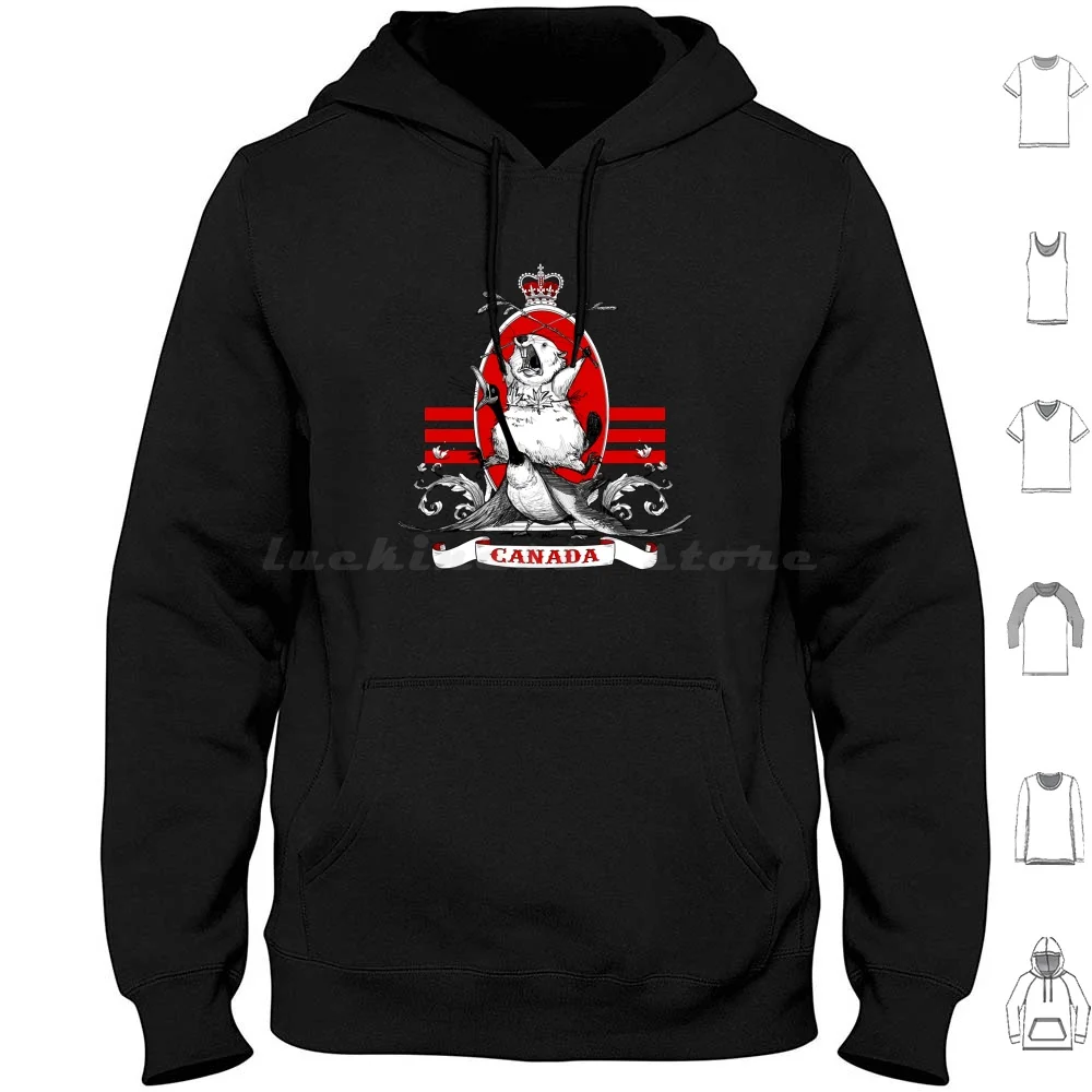 Felpa Con Cappuccio Con Castoro Urlante Cotone Manica Lunga Canadese Canada Beaver Canada Day Goose Canada Flag Maple Leaf Canadiana Canadiana