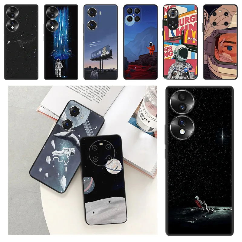 Custodia Morbida Per Honor X6 X7 X8 4G 70 Lite X8A 5G 90 50 20 X9A Magic 5 4 Pro Meteor Moon Universe Cover Nera Per Telefono