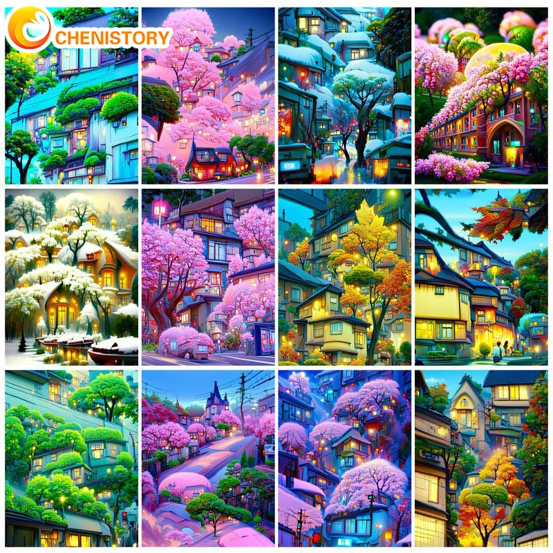 Chenistory Tree Pittura A Olio Con I Numeri Kill Time Number Painting Landscape Picture Of Coloring By Numbers For Home Decor
