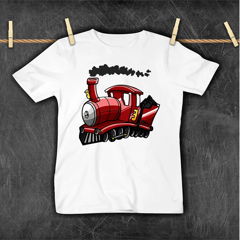 Simpatico Cartone Animato Treno Merci Neonati Abbigliamento Bambino Preferito T-Shirt Bianca Moda Streetwear T-Shirt Per Bambini Taglie Forti O-Collo