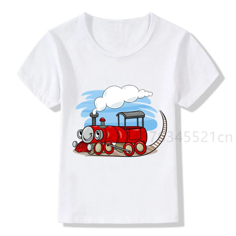 Treno Simpatico Cartone Animato Treno Merci Neonati Abbigliamento Bambino Preferito T-Shirt Bianca Moda Streetwear T-Shirt Per Bambini Taglie Forti