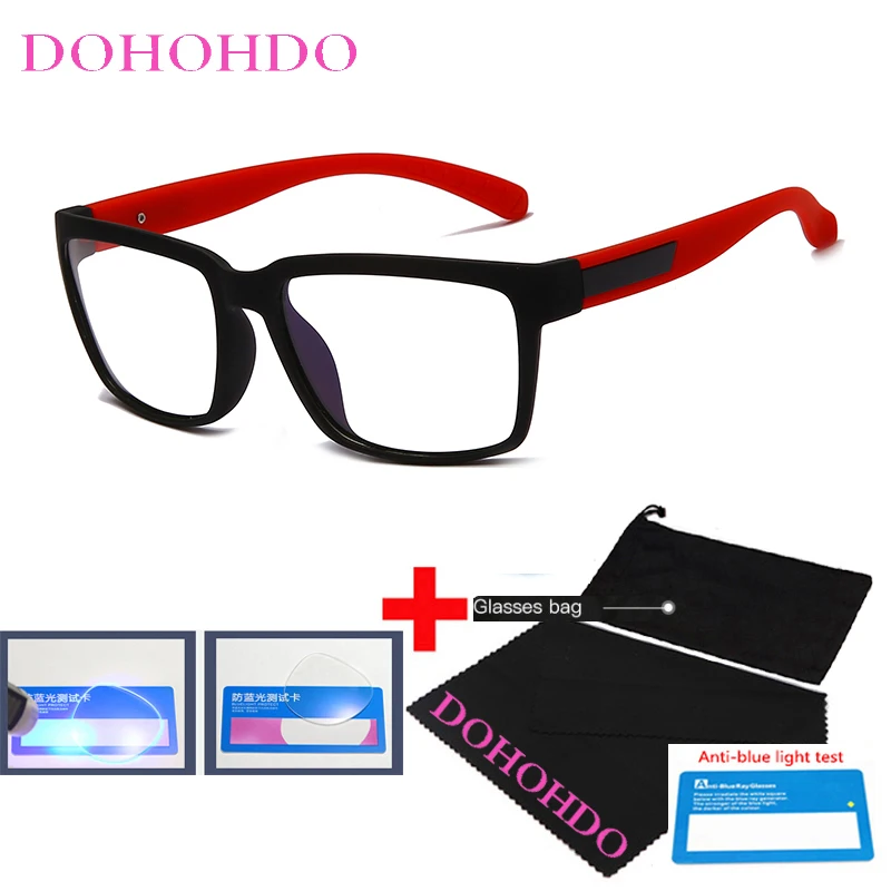 Dohohdo Retro Matte Tr90 Anti Blue Light Glasses Men 2022 Office Computer Blocking Blue Women Square Eyeglasses Light Red Frame