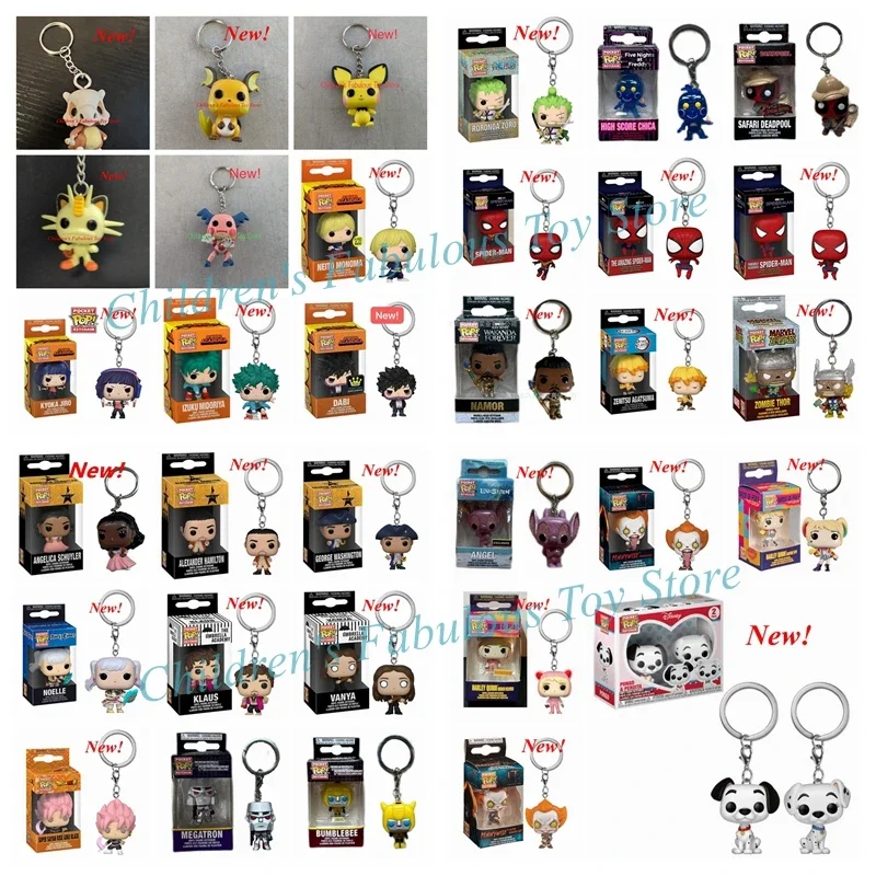 Nuovi 41 Stili Funko Pocket Portachiavi Chica Goku Neito Jiro Pokeman Schuyler Megatron Safari Deadpool Portachiavi Action Figure Toys
