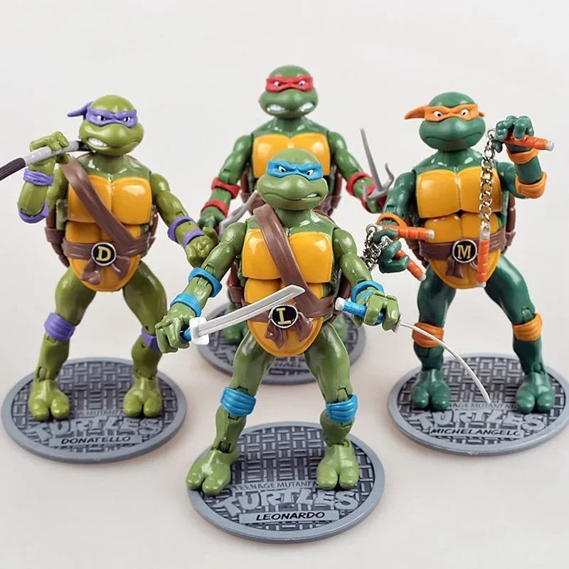 Teenages Mutant Ninja Tturtles Action Figure Collection Leonardo Da Vinci Raphael Patten Donatello Joint Model Toys Gifts