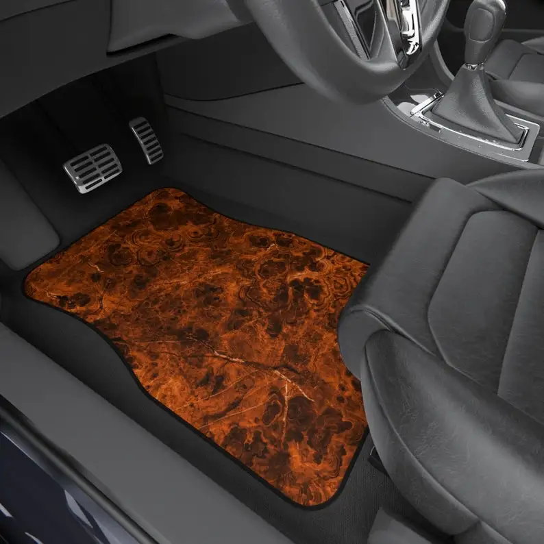 Orangemarblecar Mats , Abstract Car Mats, Car Mat Set, Orange Car Accessories, Car Floor Mats, Custom Car Mats, Hypnotic Car Mat