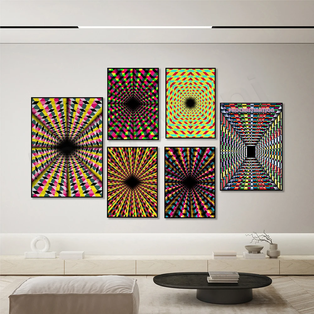 Tie Dyetrippy Poster, Psychedelic Op Art Poster Di Concentrazione Sonica, Stampa Illusion, Trance Rave 90 Poster Estetico
