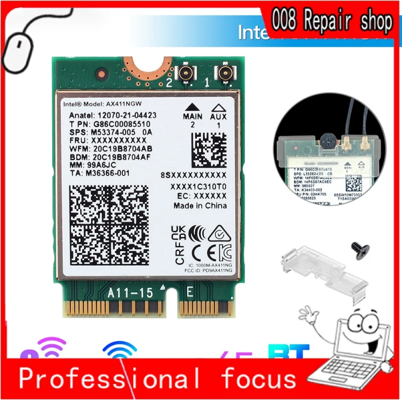 Wifi 6E Tri Band Intel Ax411 Cnvio2 Per Bluetooth5.3 2.4G/5G/6G Wireless Wi-Fi Network Car 802D. 11Ax/Ac Laptop/Pc Per Win 10 11