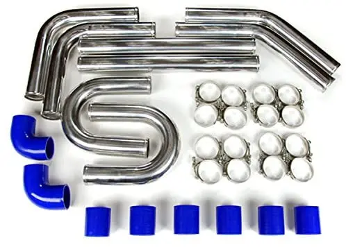 Kit Tubo Tubo Turbo Intercooler Universale In Alluminio Da 2.5 "64Mm + Kit Tubo Blu