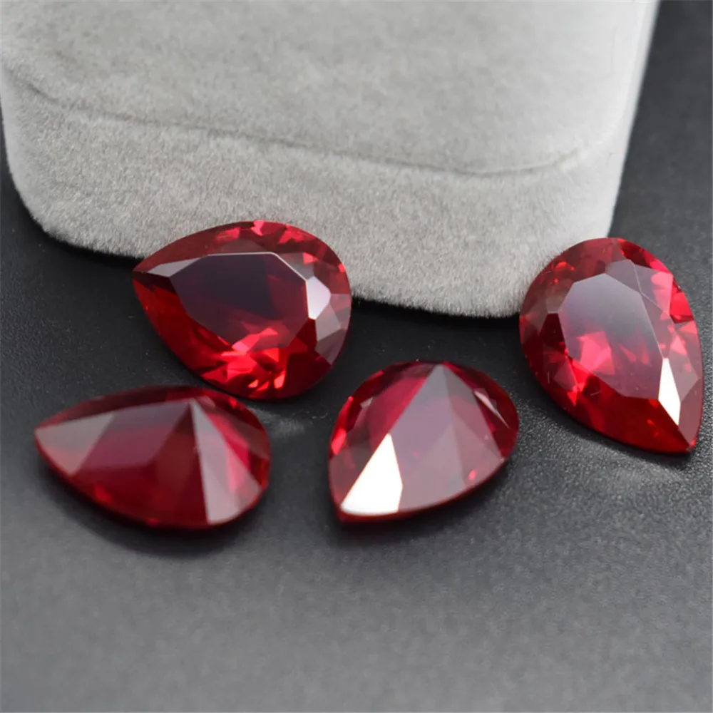 Mohs Rubino Rosso Sangue Di Alta Qualità Durezza 9 A Forma Di Pera Rubino Sfaccettato Gemma Taglio A Goccia Rubino Rb058