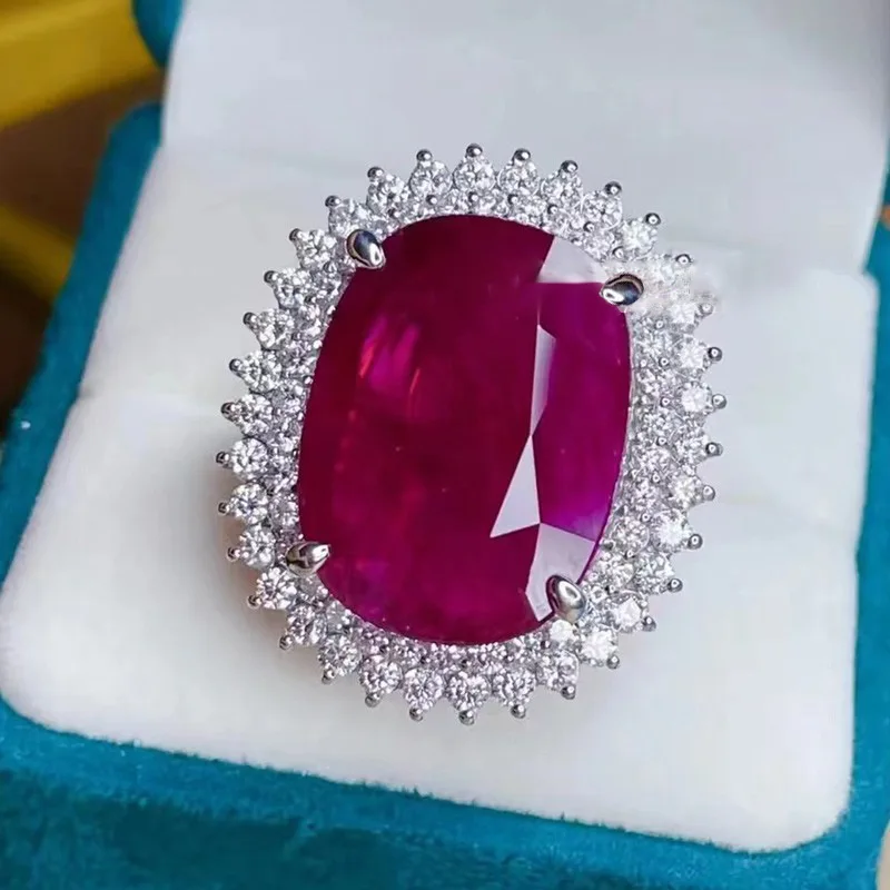Simulazione Vintage Big Carat Mozambico Ruby Red Princess Rings Luxury Silver Color Wedding Promise Ring Per Le Donne Regali Da Sposa