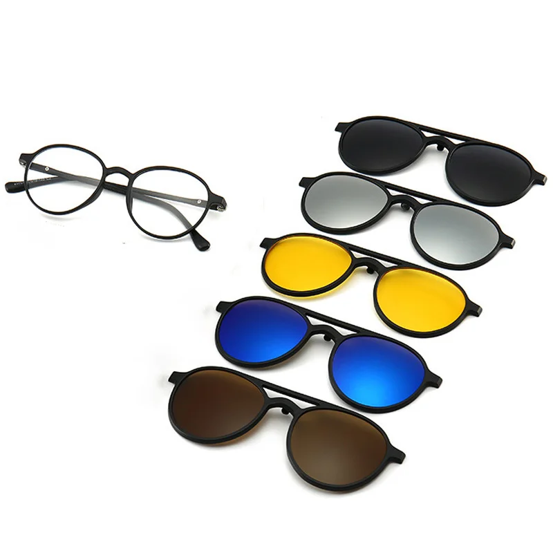 Vintage Round Polarized Clip On Occhiali Da Sole Uomo Donna Clip Magnetiche Occhiali Occhiali Da Vista Montatura Da Vista Occhiali Da Vista