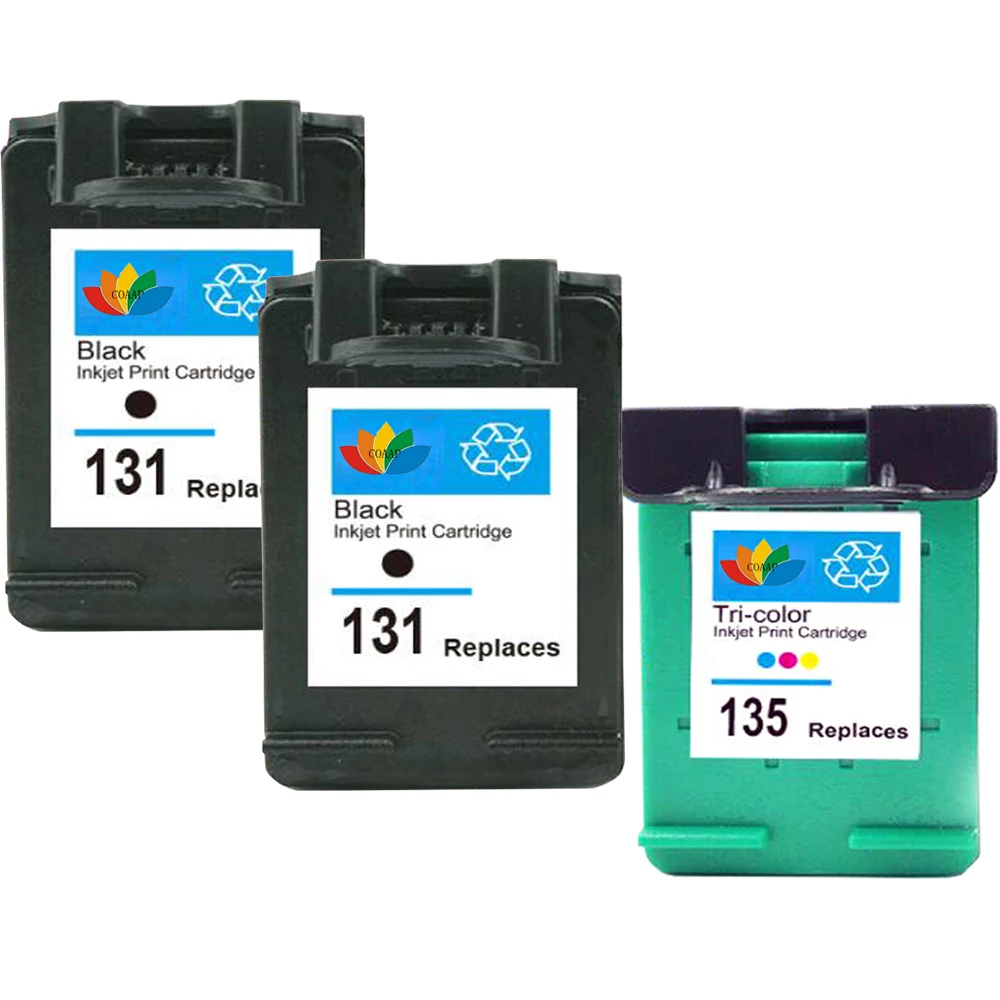 3X Rigenerate Cartucce Di Inchiostro Compatibili Per Hp 131 135 Photosmart 2573 2613 8753 Psc 1600 1613 2350 2355 460 5743 5940