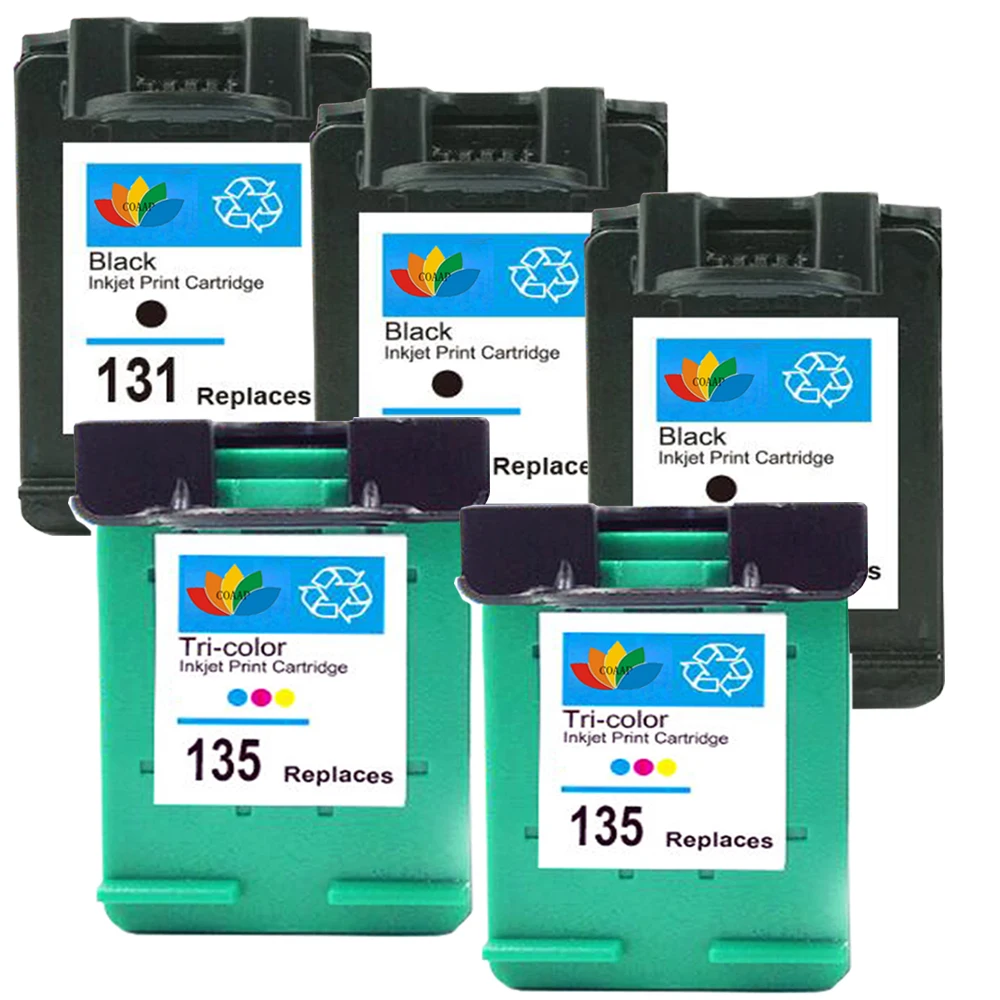 5Pk Compatibile Hp 131 135 Cartuccia Di Inchiostro Di Ricambio Per Hp Deskjet 5743 5940 5943 6843 6940 Photosmart 2573 2613 8753 Psc 1600