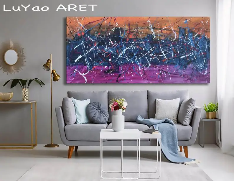 Jackson Pollock Style Painting.Loriginal Abstract Wall Art Modern Abstract Contemporary Wall Art. Oil Paintingabstract Abstract
