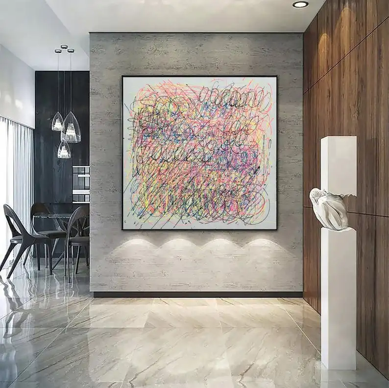 Jackson Pollock Style Painting Original Colorful Big Painting Abstract Canvas Art Oil Canvas Painting For Living Room Wall Decor