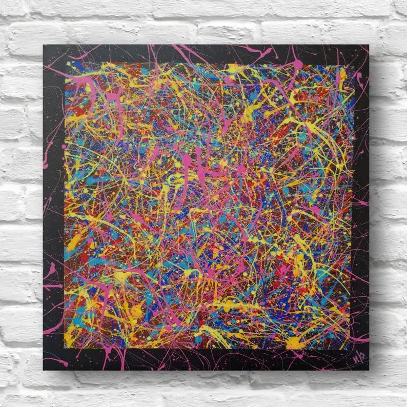 Pollock Art Abstract Original Painting Colorful Drip Art Canvas Artpaintingabstract Big Oil Painting Abstract Arte Contemporanea