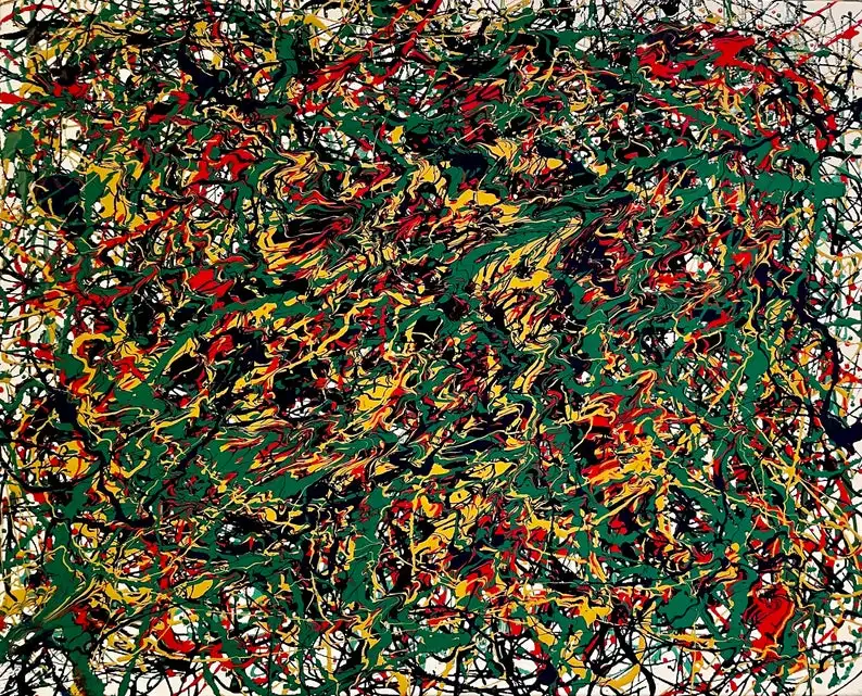 Grande Originale Jackson Pollock Style Pittura A Olio Astratta Pittura A Olio Astratta Pittura Astratta, Pittura D'Arte Contemporanea