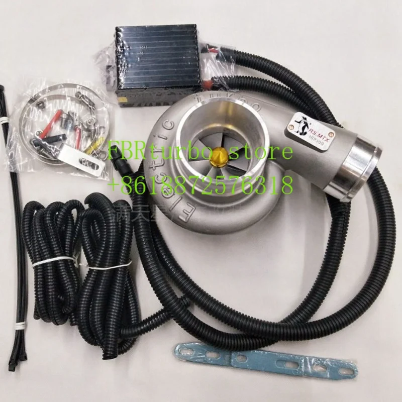 Universal 12V Electric Turbo Supercharger Kit Thrust Electric Turbocharger Air Filter Intake For Car Improve Speed
