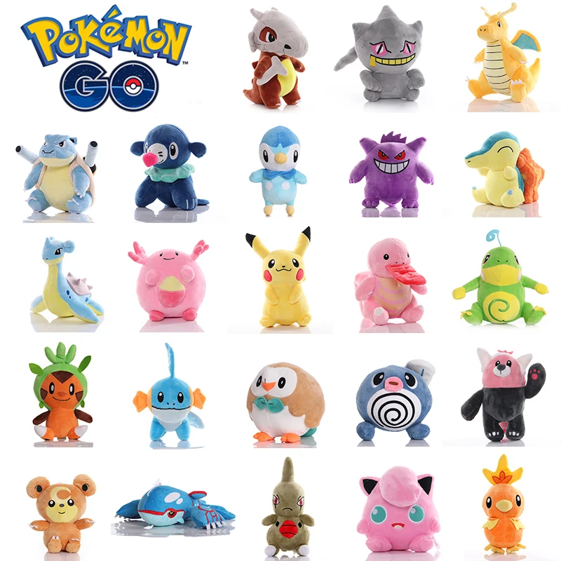 20Cm Cartoon Pokemon Polywhirl Pikachu Peluche Cute Anime Poliwag Mudkip Rowlet Dolls Popplio Chansey Farcito Toy Room Dector