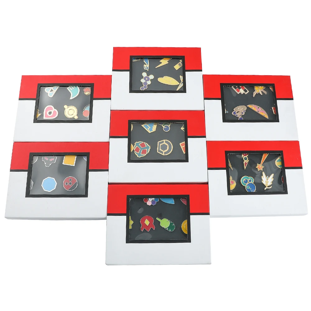 Pokemon Gym Badge Kanto Johto Hoenn Sinnoh Unova Kalos League Region Orange Islands Pins Spille Box Set Pocket Monster