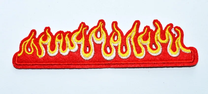 100X Fuoco Fiamma Ricamata Cucire Su Ferro Su Toppa Distintivo Tessuto Applique Craft Transfer (Etb 10*2.5 Cm)