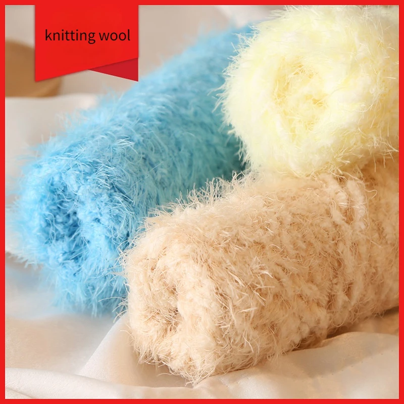 100G Filato Di Cotone Faux Long Fur Visone Peluche Tessuto Di Lana Grossa E Velluto Corallo All'Uncinetto Per Sciarpe Maglioni Uncinetto Filato Per Ma