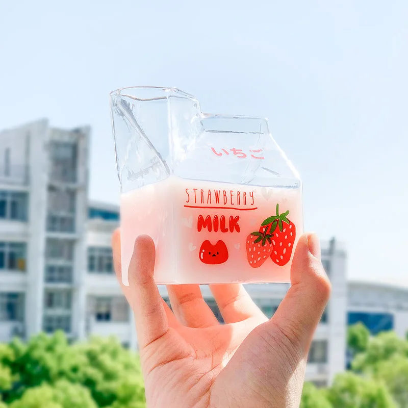 Vendite Calde Novità Half Pinta Creamer Milk Cute Carton Glass Cup Coffee Glass Juice Cup Design Unico Artigianato Fatto A Mano Puro Mj
