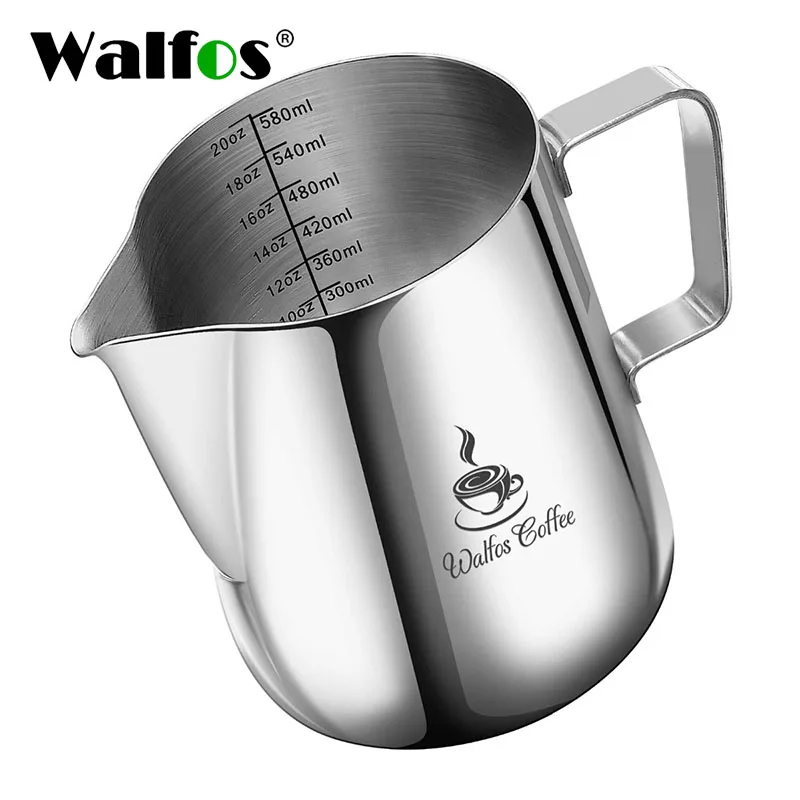 Walfos Style Espresso Coffee Milk Mugs Cup Pots Jug Handle Craft Coffee Garland Cup Latte Jug Addensato In Acciaio Inossidabile