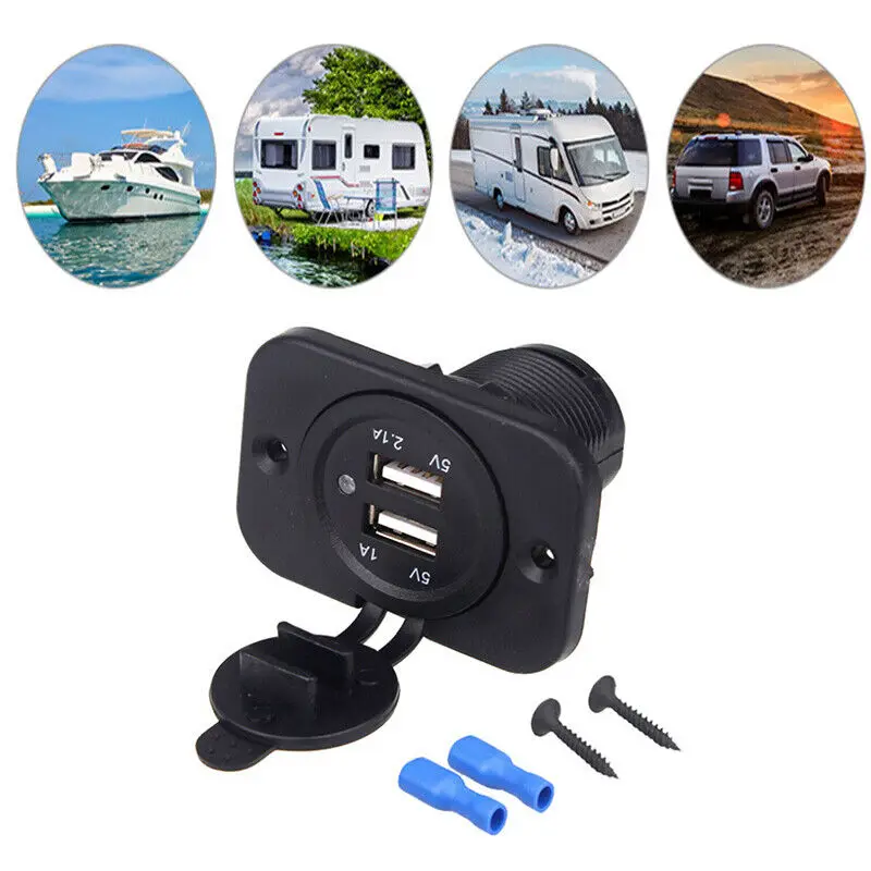Caricabatteria Con Doppia Porta Usb 12V 24V Ricarica Per Camper Van Caravan Camper