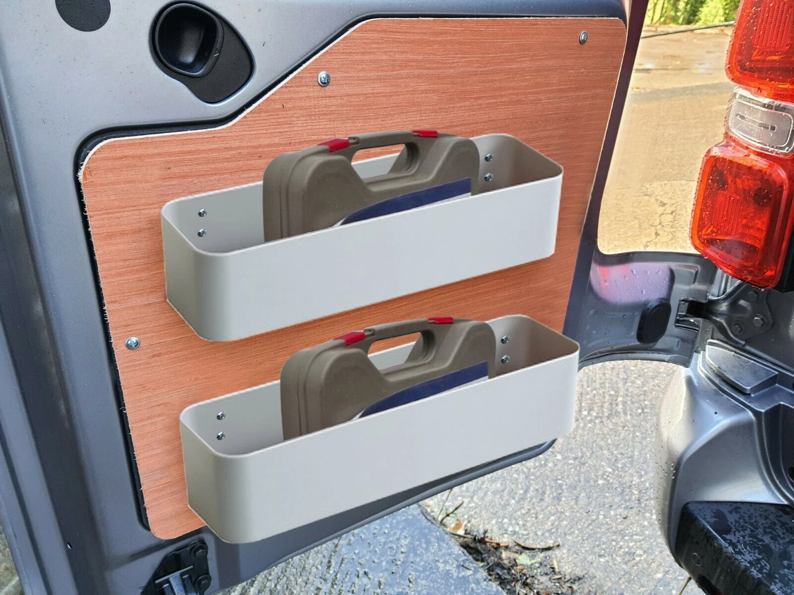 2 Pezzi Caravan Camper Van Storage Pocket Box Per Riporre Gli Attrezzi Van Racking Cricchetto Strap Universal Fit