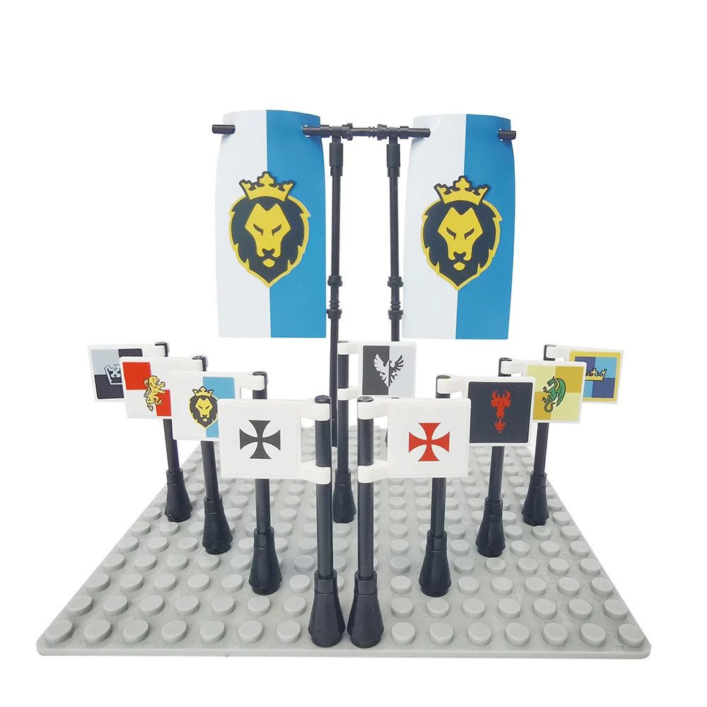 Piccole Bandiere Di Cavalieri Per Stronghold Warlords Military City Square Castle Knight Building Block Figure