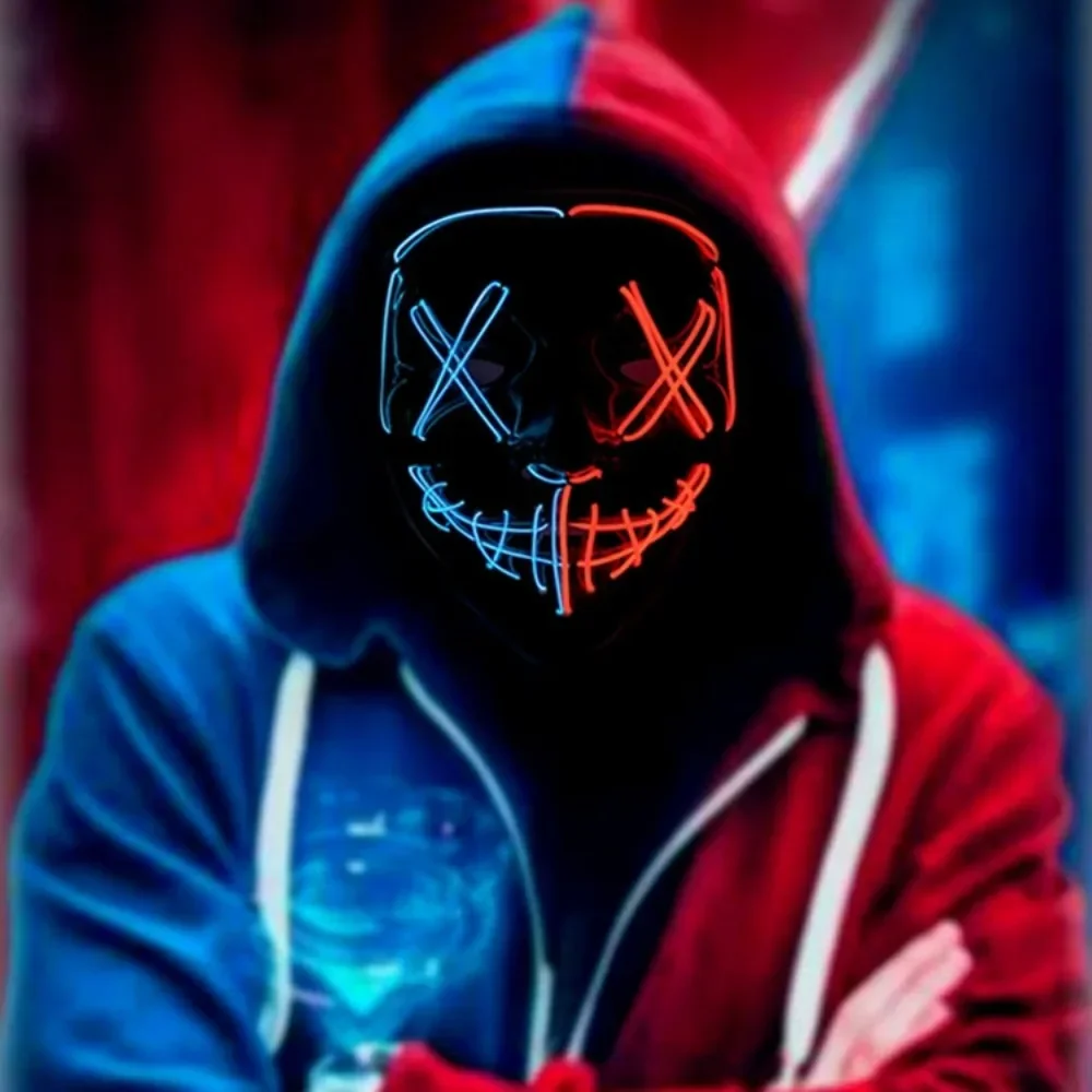 Cosmask Halloween Neon Mask Led Mask Masque Masquerade Party Masks Light Glow In The Dark Maschere Divertenti Forniture Per Costumi Cosplay