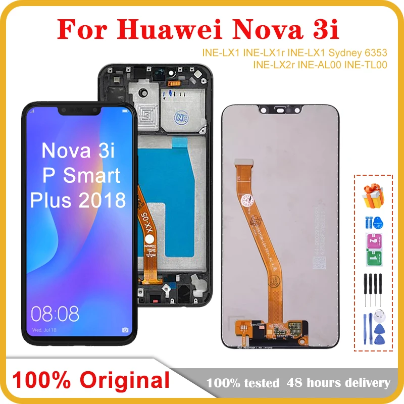 6.3 "Per Huawei Nova 3I Lcd Ine-Lx1 Display Ine-Lx2 Sostituzione Touch Screen Per Huawei P Smart Plus 2018 Display Lcd Ine-Lx2R