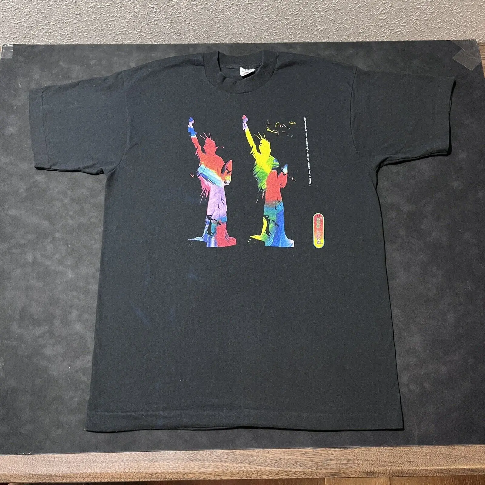 Peter Max Vintage Anni '60 Anni '70 Camicia Hippie Neon Arcobaleno Psichedelico Liberty Art Uomo Maniche Lunghe
