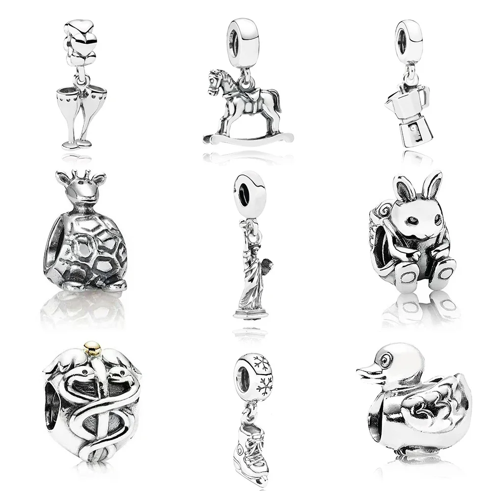 100% S925 Sterling Silver American Statue Of Liberty Classic Vintage Limited Edition New Pendant Beads Gioielli Originali