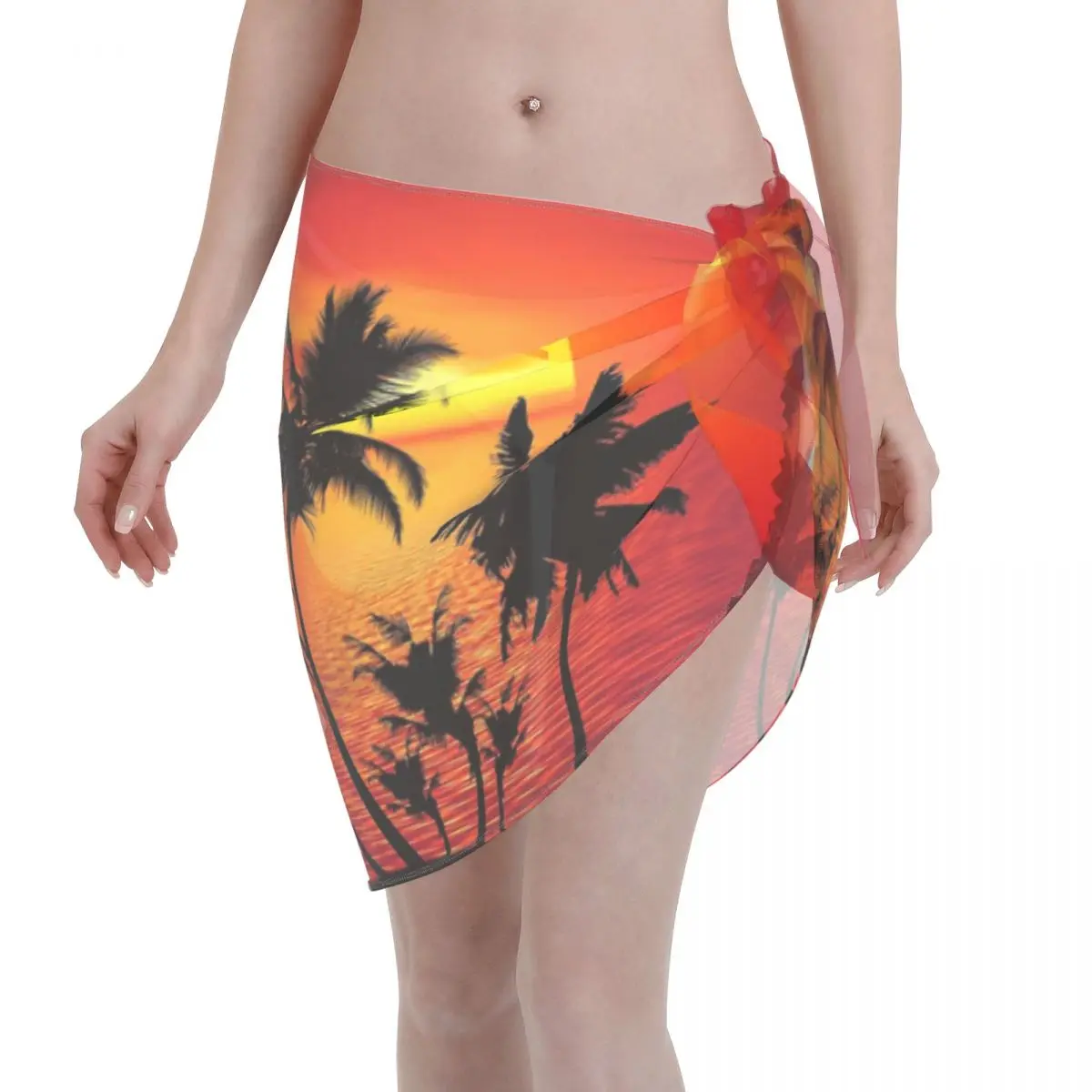 Tropical Summer Sunset Sexy Women Beach Bikini Cover Up Wrap Chiffon Swimwear Pareo Sciarpa Sarong Beach Bikini Gonna Costume Da Bagno