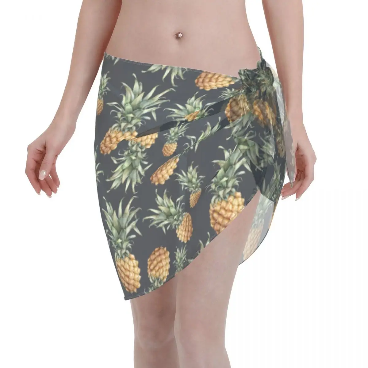 Ananas Fruit Pattern Sexy Women Cover Up Wrap Chiffon Swimwear Pareo Sarong Beachwear Bikini Covers-Ups Gonna Costumi Da Bagno