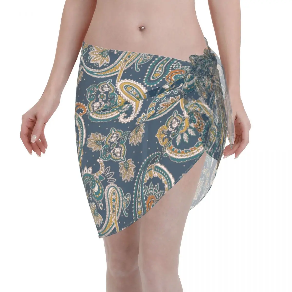 Paisley Women Beach Cover Up Wrap Chiffon Swimwear Pareo Scarf Sarong Beach Dress See Through Bikini Cover Ups Skirts Swimsuits