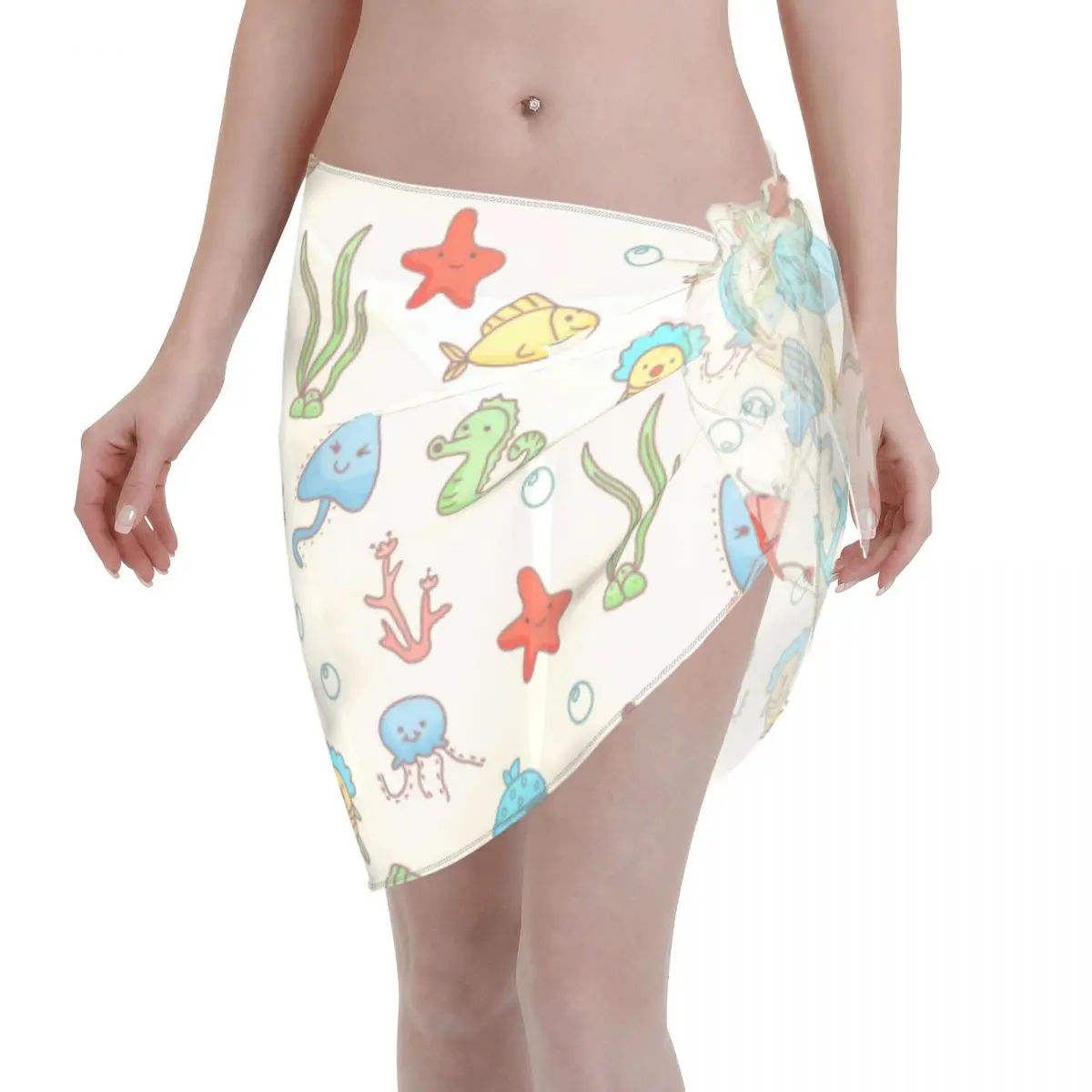 Women Chiffon Swimwear Pareo Scarf Octopus Sea Beach Cover Up Wrap Kaftan Sarong Skirts Beachwear Swimsuits Bikini Cover Ups