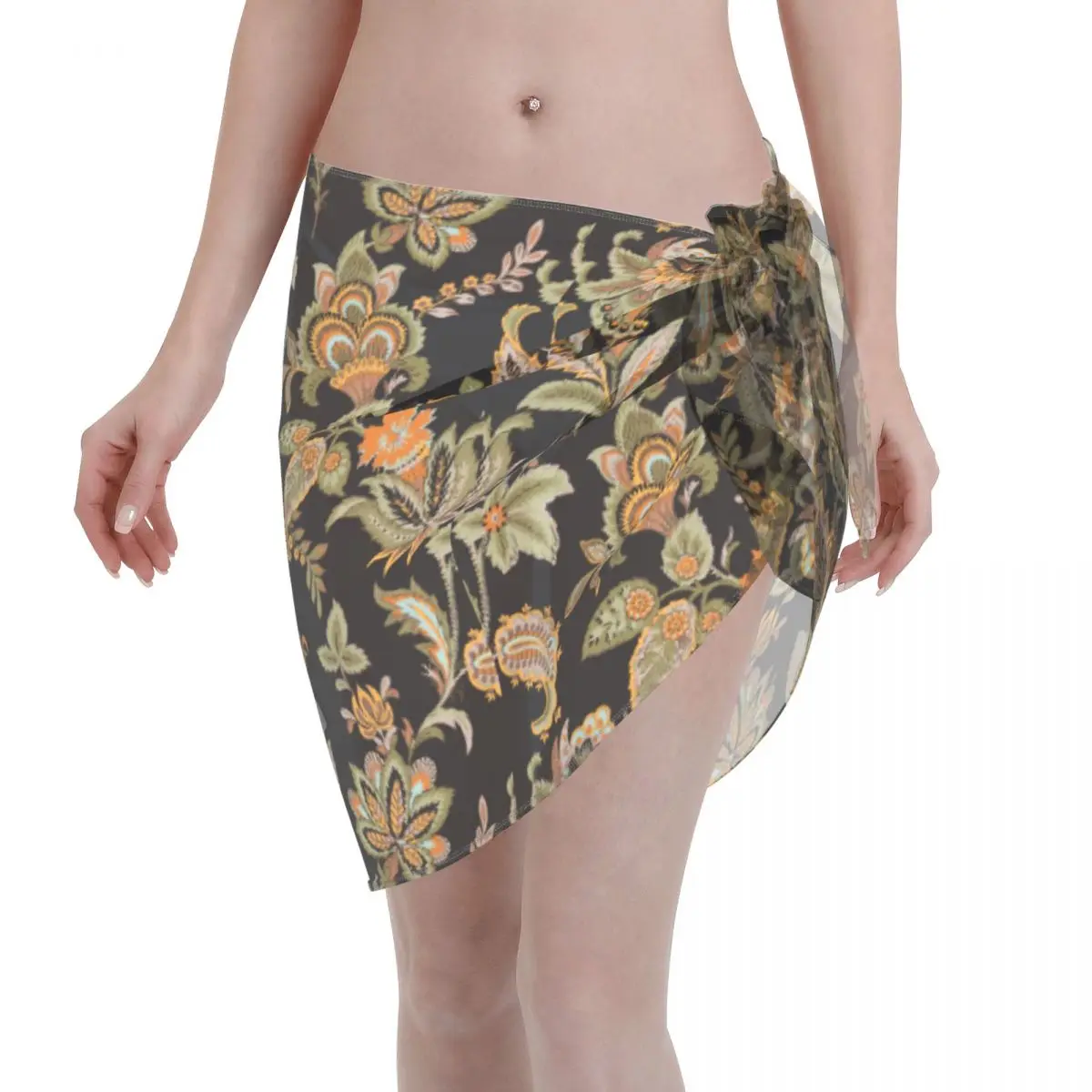 Paisley Kaftan Sarong Beach Wear Women Polyester Skirt Lace-Up Beach Bikini Wrap