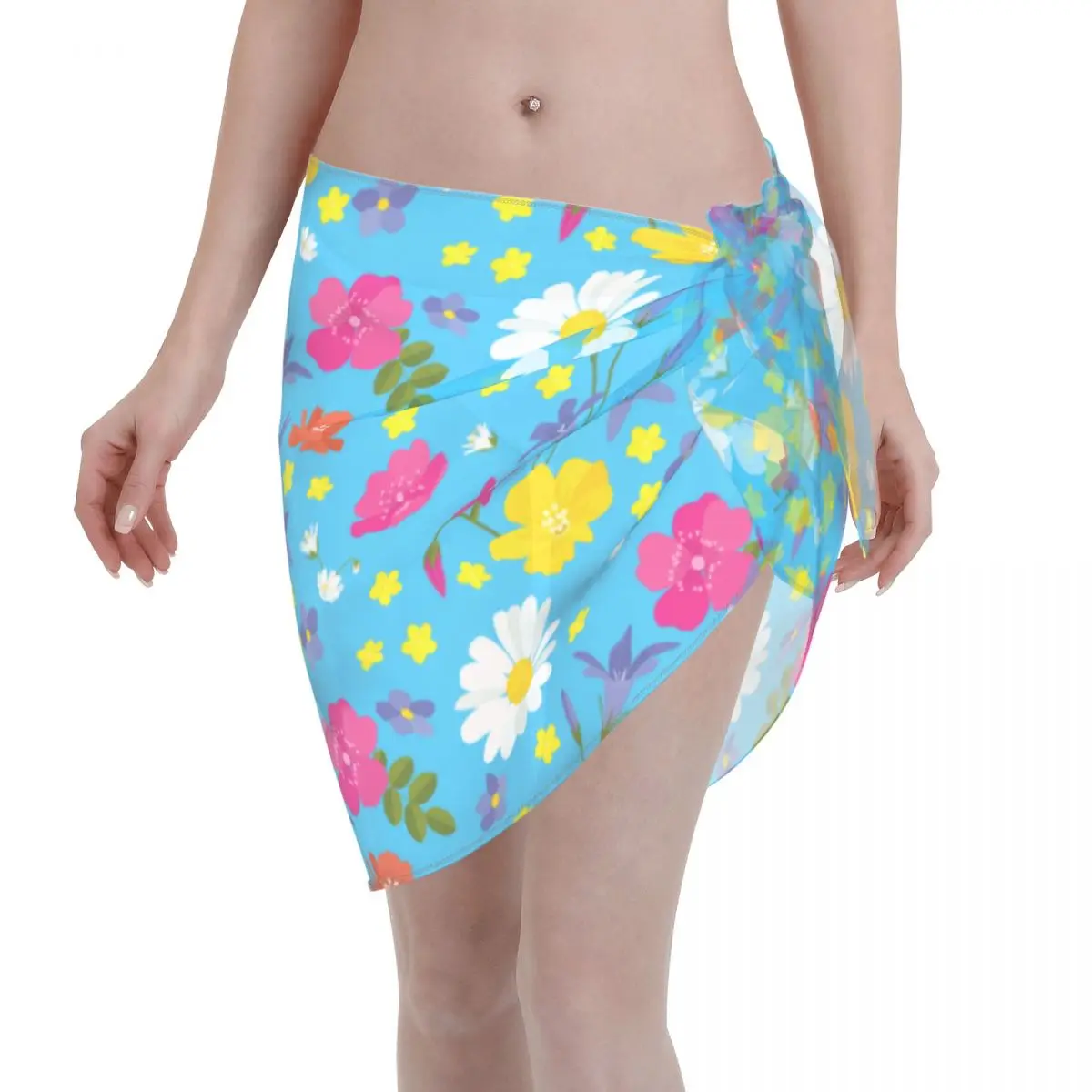 Sexy Chiffon Swimwear Pareo Scarf Wildflowers Flower Beach Cover Up Wrap Sarong Skirt New Beachwear Swimsuit Bikinis Cover Ups