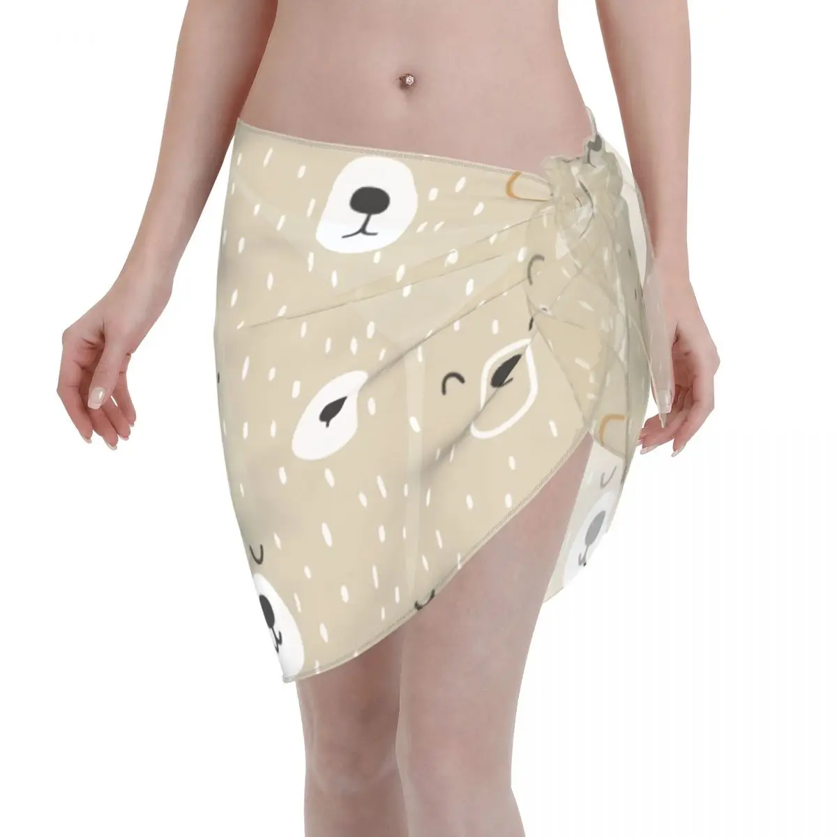 Cute Bear Kaftan Sarong Beach Wear Donna Animal Sheer Gonna Corta Bikini Cover Up